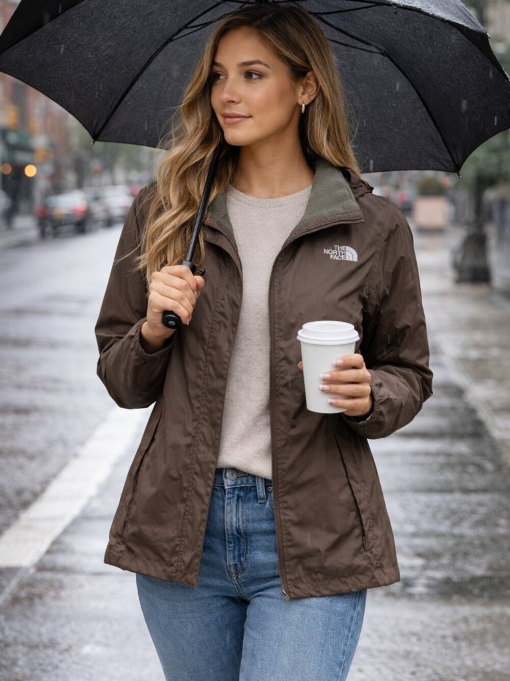 The North Face Hooded Waterproof Shell Size XS Taupe/Stone